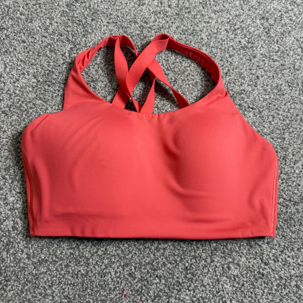 Lululemon AirSupport High Impact Sports Bra 34DD Coral Pink Cross Back